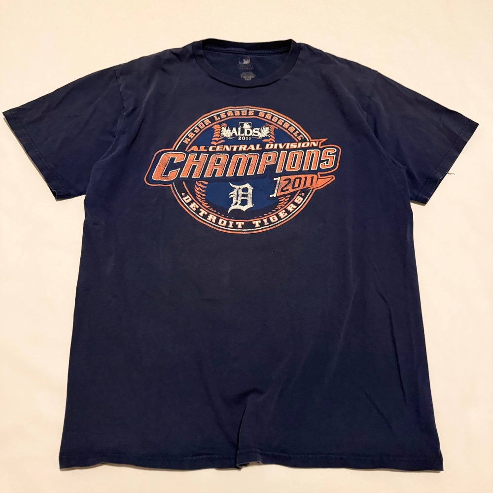 MLB Detroit Tigers T-Shirt Mens Large Navy 2011 AL Central Division Champions